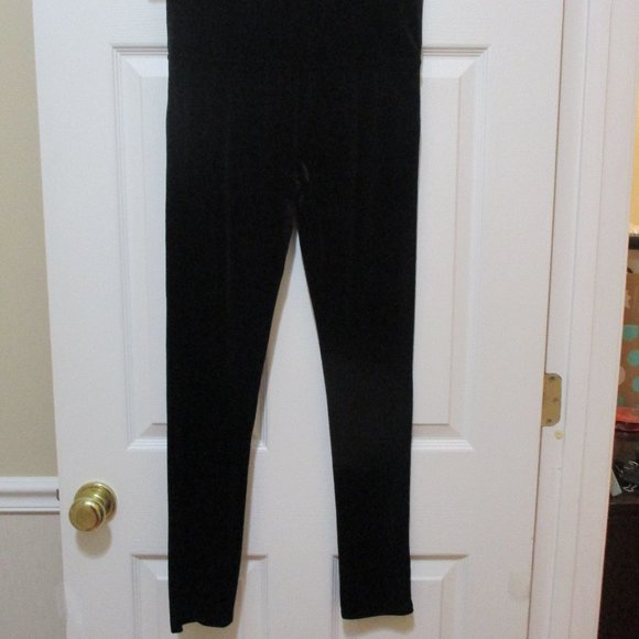 Shinestar High Waist Soft Stretch Velour Slim Ankle Pants sz M Black - Picture 1 of 4